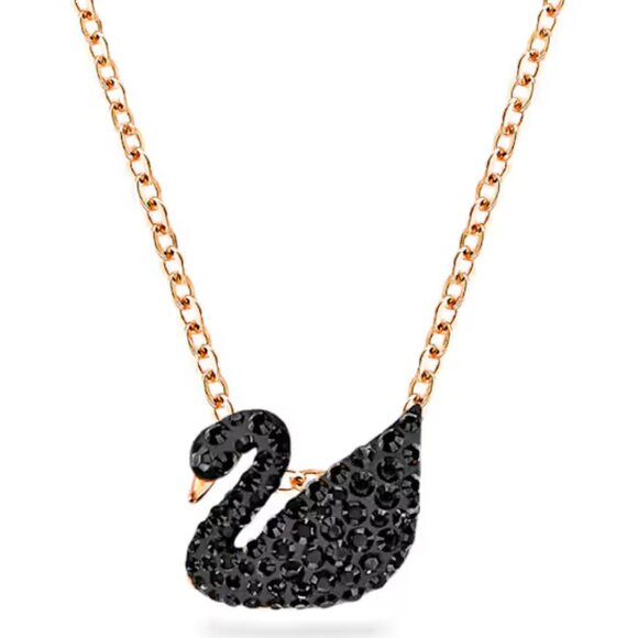 ✨ Swarovski Iconic Swan Pendant Necklace (Jet/Rosé Gold) NEW - Picture 5 of 11